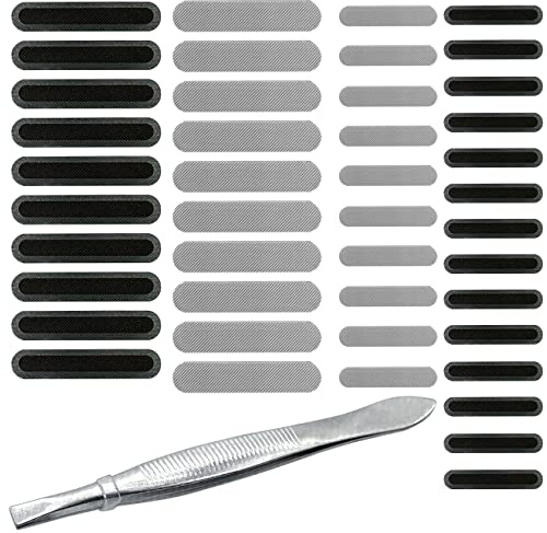 44 Stück Staubdichter Netz-Aufkleber mit Pinzette, Lautsprecher, staubdicht, schützt das Laden, kompatibel mit iPhone 13 12 11 8 7 Pro Max Mini X XS XR Plus, 2 Größen/2 Farben