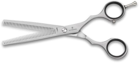 Victorinox Effilierschere, Friseurschere, Länge: 15 cm, Extra Scharf, Rostfreie Stahlklingen, mit Fingerstütze, Silber