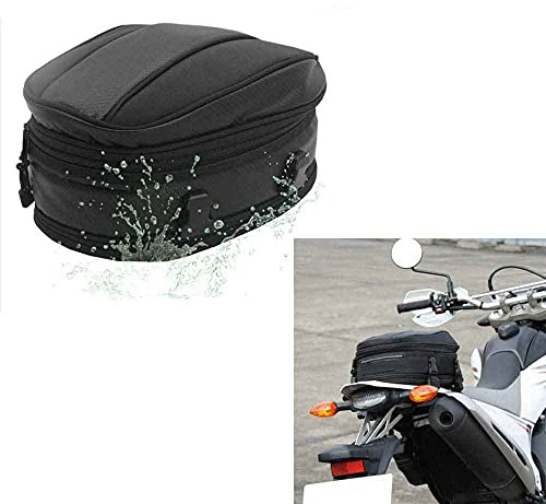 Krtopo Motorrad Rücksitz Tail Pack Tasche Wasserdicht Leder Erweiterbar Gepäcktasche PU 7.5-10L Kapazität für Universal Fit