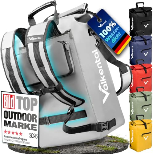 Valkental® 3in1 Fahrradtasche [Bis 25L] - Das Original - Geeignet als Gepäckträgertasche, Rucksack und Umhängetasche - 100% Wasserdicht & Reflektierend - Sichere Befestigung [Abschließbar] Laptopfach