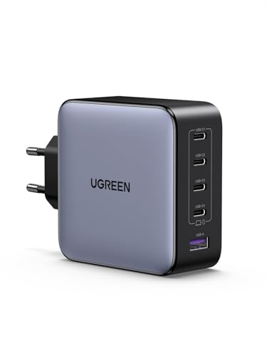 UGREEN Nexode USB C Ladegerät 100W, 5-Port, Mehrfach Schnellladegerät | GaN Netzteil, Laptop Charger, leistungsstark & kompakt, für MacBook Pro/Air, HP Laptop, iPad Serien, iPhone 17, Galaxy S25