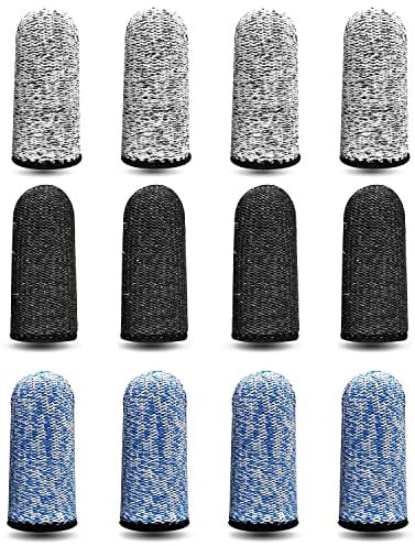 RIVIEVAL 12 Stück Fingerlinge, wiederverwendbarer Daumenschutz Rutschfeste Fingerschützer Atmungsaktive Fingerlinge Schnittfester Schutz für Arbeit, Küche, Garten, Skulptur (Blau, Schwarz und Grau)…