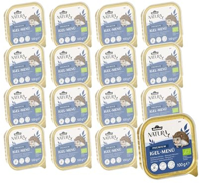 Dehner Natura Igel-Menü | artgerechtes Igelfutter, Nassfutter, vollwertiges Alleinfutter, Spezialfutter | Ganzjahresfütterung, Überwinterung | proteinreich | 16 x 100 g