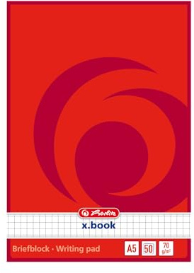 herlitz Briefblock A5 kariert, 10er Pack, 50 Blatt je Block, 70 g/m², holzfreies Papier, kopfgeleimt, ohne Lochung – ideal für Schule, Studium & Büro