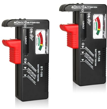WUJUN 2 Stück Analoger Batterietester Multi Size Batterieprüfer für AA AAA C D 9V 1,5V Knopfzellenbatterien (benötigt keine Batterie für den Betrieb)