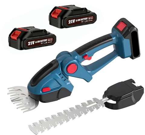 Akku-Heckenschere für Makita 18V Akkus,Tragbar Grasschere | Elektrische Strauchschere mit 2x2000mAh Akku und Ladegerät,Elektro Gartenschere mit Schnittbreite 13cm, Schnittlänge 24cm
