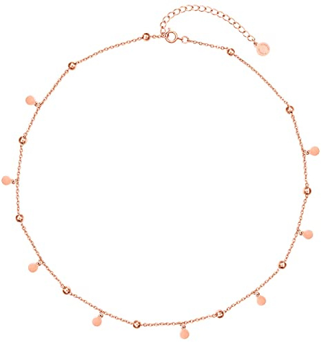 day.berlin Damen Halskette Sun, 40+5cm, Plättchenkette 18K vergoldet | Kurze Kette mit kleinen Plättchen & Kugeln, 316L Edelstahl nickelfrei & wasserfest