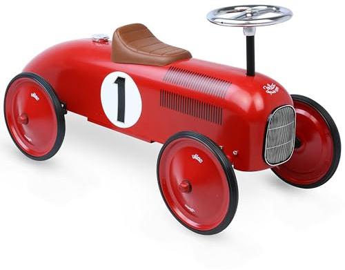 Rutschauto Vintage Karosserie aus Metall für Kinder ab 18 Monaten | Robuste leise Rollen -fördert Gleichgewicht und Koordination -zeitloses Design -ideal ab den ersten Schritten des Kindes