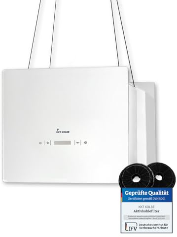 KKT KOLBE Dunstabzugshaube 40 cm | Inselhaube | Edelstahl | weißes Glas | SensorTouch Bedienung | 4 Leistungsstufen | LED-Beleuchtung | Umluft | BOX400W
