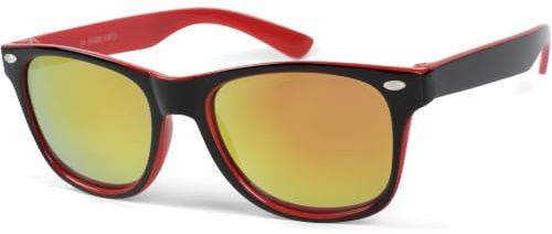 styleBREAKER Kinder Nerd Sonnenbrille Kunststoff UV400 | Für 18 Monate bis 4 Jahre. Rahmenbreite 125mm. Glas 42x37mm. Steg 10mm. Bügel 130mm. bruchsichere Polycarbonatgläser.