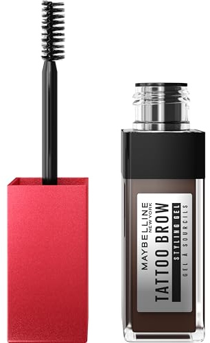 Maybelline New York Augenbrauengel, Für dichter aussehende und geformte Augenbrauen, Wischfest und wasserfest, Tattoo Brow 36H Styling Gel, Nr. 260 Deep Brown, 6 ml