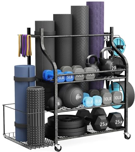 Hantelständer, Hantelablage, Krafttraining,Kurzhantelständer Belastbarkeit 204 KG, Einstellbar hantelscheibenständer, sowohl für Kurzhanteln & Kettlebells geeignet,Yogamatten