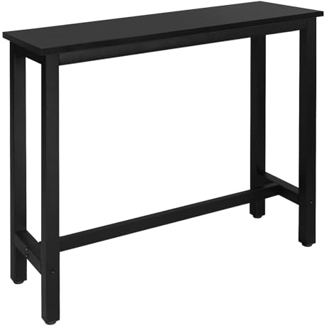 WOLTU Bartisch hoch, Bistrotisch aus Metall & Holz, Hochtisch für Küche Wohnzimmer Esszimmer, Schwarz, 120x100x40cm(BxHxT)