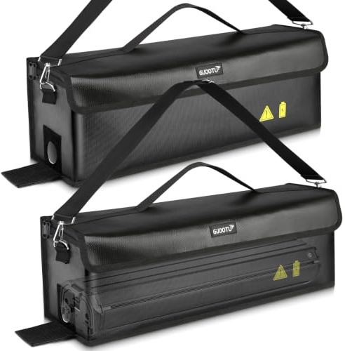 GUOOTU 2 Er Set Ebike Akku Tasche,Feuerfest bis 1400 °C,für Lagerung,Transport, Akku Tasche Wasserdicht Explosionssicher,Ebike akku schutzhülle Großraum (2, 49 x 15 x 15cm -2 Stück)