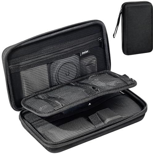 ProCase Elektronikzubehör Organizer, Reise Zubehör Organizer Tasche, Tragbare Elektronische Kabeltasche für MacBook Power Adapter, Kabel, Apple Pencil, Maus, USB-Stick, Powerbank, SD Karte -M Schwarz