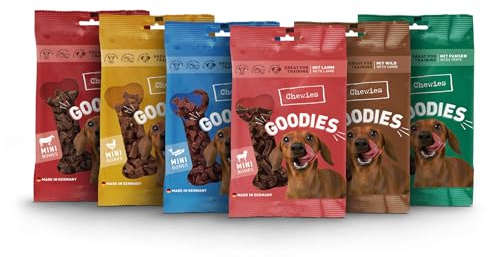 Chewies Goodies Hundeleckerli Mix Training MINI - 6 x 125 g | Hunde-Leckerlis ohne Zucker, ideal als Belohnung & Motivation im Hundetraining geeignet, Made in Germany