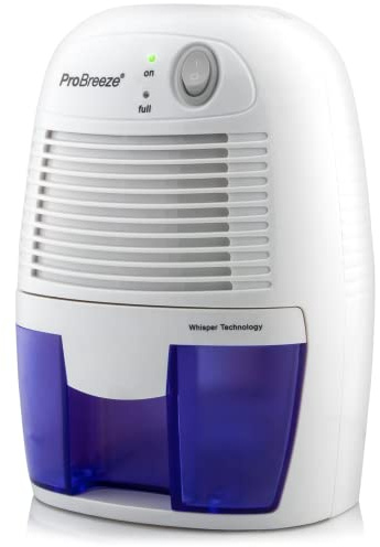 Pro Breeze Mini Luftentfeuchter 500ml gegen Feuchtigkeit, Schmutz, Schimmel, Geräuscharm und Kompakt für Kleine Räume, Automatisches Abschalten, geeignet für Allergiker - Weiß