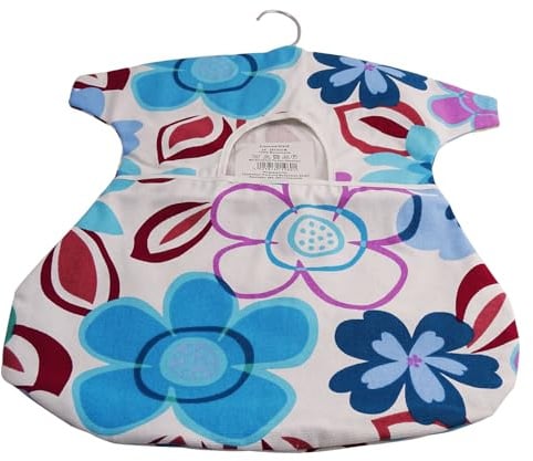 CKM Klammerkleid mit Holzbügel Baumwolle 38 x 43cm (Flowers Blau)