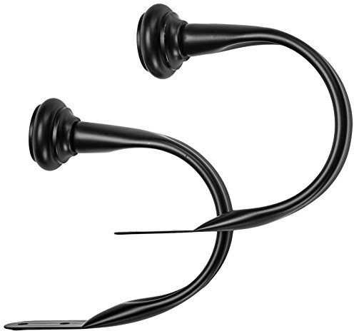 Amazon Basics Dekorativer Raffhalter für Gardinen, 2er-Pack, Schwarz