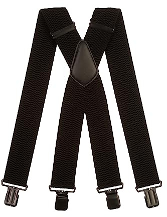 Olata Herren-Hosenträger in X-Form, Robust, mit dickem Gurtband, 50 mm | Robuste 50-mm-Hosenträger in X-Form mit starken Clips, Lederkreuz; verstellbar für Arbeit oder Festkleidung.