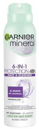 Garnier Mineral 6-in-1 48H Anti-Transpirant mit Moringa & Mineralite, Blumig Frisch, 150 ml