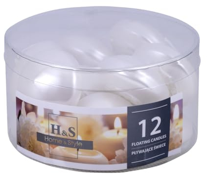 DONAU HOME Set Schwimmkerzen/Perlmutt Weiß, Perglanz / 12 Stück / 2,8 x Ø 4,8 cm / 4 Stunden Brenndauer/Schwimmkerze Wachs Sans parfum/Schwimmende Warme Teelichter Kerzen/Abendessen, Hochzeit