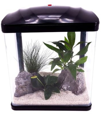 AquaOne Aquarium Komplettset LED mit Pumpe HR-230 schwarz I Kleines Nanoaquarium 7 Liter I Mini Nano Becken Set für Fische und Garnelen