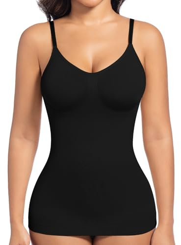 ONEW Shapewear Unterhemd Damen Bauchweg Formende Camisole Vest Top Brustsstützung Kompressions Oberteile Taillentrainer Body Shaper Nahtlose Shaping Trägertop mit Spaghettiträger