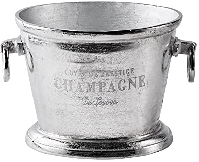MichaelNoll Champagnerkühler, Weinkühler, Sektkühler, Getränkekühler, Flaschenkühler aus Metall, Aluminium, Silber, Party - Kühler für Sekt, Wein und Champagner - XXL 38 cm