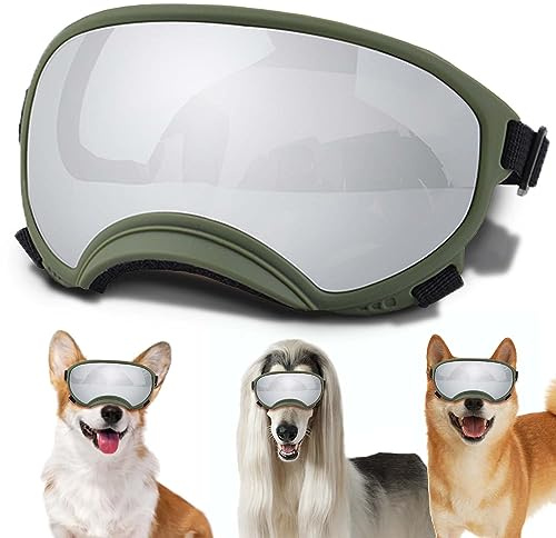 Mittelgroße Hundesonnenbrille mit verstellbarem Riemen, UV-Schutz, Winddichte Hundewelpen-Sonnenbrille, geeignet für mittelgroße Hunde, Augenschutz für Hunde, weiche Hundeschutzbrille