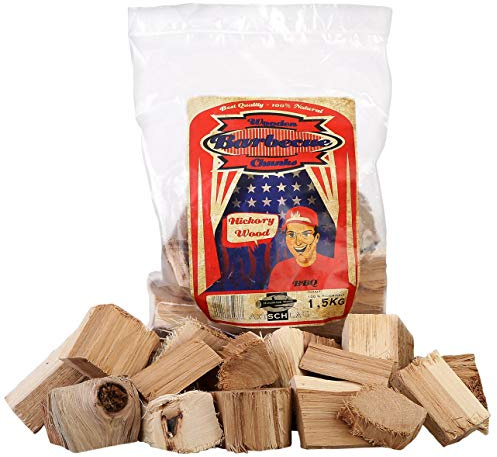 Axtschlag Räucherklötze Hickory, 1500 g XXL Packung sortenreine faustgroße Wood Chunks zum Smoken und Räuchern über längere Zeit, für alle Grills geeignet