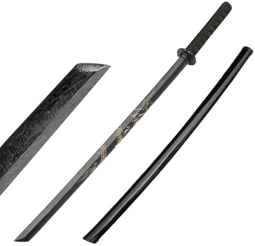Holz Katana Schwert, Bokken Kendo-Schwertkampf-Training, Samurai Schwert, Rollenspiel Cosplay Iaido-Bokken (Katana Drachenmuster mit Scheide)