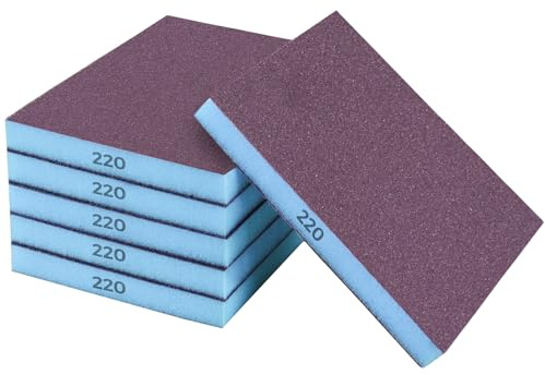 STEBRUAM 6 Stück Schleifschwamm 220 Körnung Nass-Trocken Profi | Sanding Block für Holz Metall Wandschaum Trockenbau