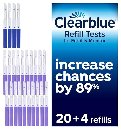 Clearblue Nachfüllpack für fortgeschrittene Fruchtbarkeitsmonitore: 20 Fruchtbarkeitstests für den Eisprung & 4 Schwangerschaftstests, 24 Einheiten (Monitor separat erhältlich), Verpackung kann
