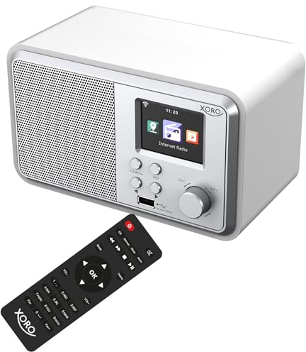 XORO DAB 300 IR Internetradio, DAB+/FM, 2,4 Zoll Farbdisplay, Weiß | Über WLAN mehr als 27.000 Sender hören, Podcasts starten, Musik per Bluetooth streamen und mit Wunsch-Radio aufwachen