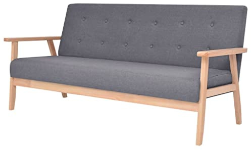 vidaXL Sofa 3-Sitzer Dreisitzer Polstersofa Loungesofa Couch Sessel Stoffsofa Sitzmöbel Polstermöbel Designsofa Wohnzimmer Stoff Dunkelgrau