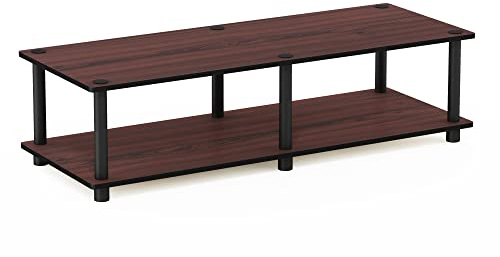 Furinno Just No Tools Breitbild-TV-Ständer, Regal, Dunkle Kirsche / Schwarz, 104.9 (Breite) x 27.7 (Höhe) x 39.6 (Tiefe) cm