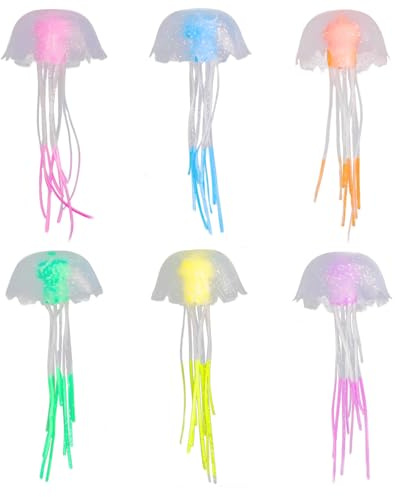 WOLMIK 6 Pcs Aquarium Deko, Leuchtende Quallen, Aquarium Dekoration, Künstliche Quallen, Glühende Aqua Ornaments, Glühende Jellyfish Ornament Dekoration Für Fisch Becken