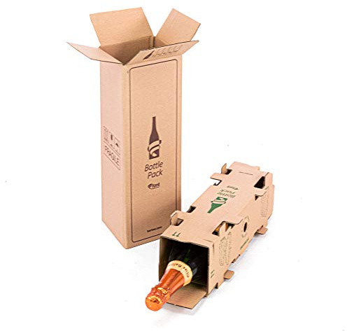 Packung mit 5 Versandkartons für Flaschen, Kapazität für 1 Flasche, mit interner Box, hoher Schutz, 100% umweltfreundlich, verhindert Zerbrechen