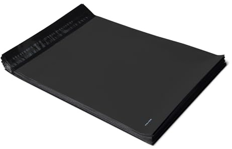 Amazon Basics Poly-Versandtaschen, selbstverschließende Umschläge, Schwarz, 25.4 x 33 cm, 100 Stück