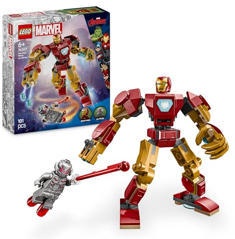 LEGO Marvel Iron Man Mech vs. Ultron 76307 | Spielzeug ab 6 Jahren für Jungen, Superhelden Actionfigur, bewegliche Körperteile, 2 Minifiguren, Geschenk, 101 Teile