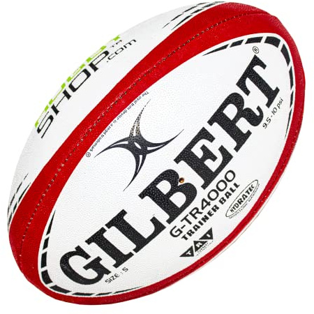 World Rugby Shop X Gilbert G-TR4000 Rugbyball, Größe 5, langlebige Rugby-Ausrüstung, dreieckiger Oberflächengriff, 3-lagige Konstruktion, Rot