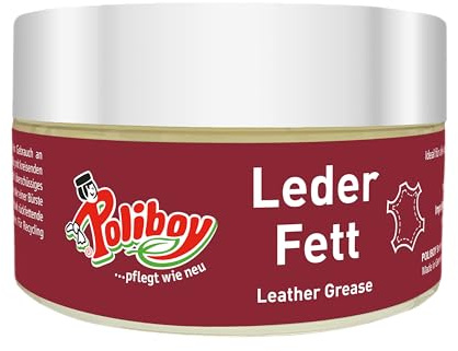 POLIBOY Leder Fett - Farbneutrale Lederpflege für naturgegerbte, dicke Glattleder - Nährt, schützt und imprägniert mit Lanolin & Avocadoöl - Für Schuhe, Kleidung oder Sportausrüstung - 1 x 200 ml