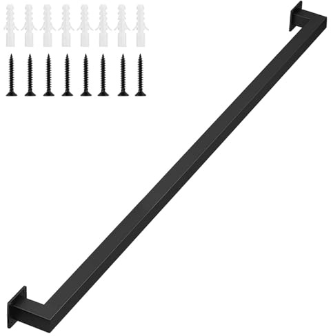 Gorssen 120cm Treppenhandläufe,Schwarz Handlauf Treppe | Sicherheitsgeländer Türgriff Treppengeländer Halter mit Halterungen - Komplettset