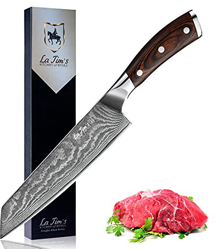 LA TIM'S Damaskus Kochmesser 20 cm, professionelle Küchenmesser, japanischer VG-10 Edelstahl, ultrascharfe Klinge, ergonomischer Griff, einzigartiges Muster
