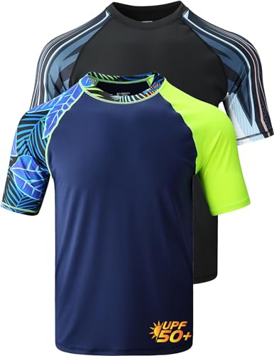Liberty Imports 2er-Pack Herren UV Kurzarm Badeshirts Loose Fit Rashguard, D festlegen, XL