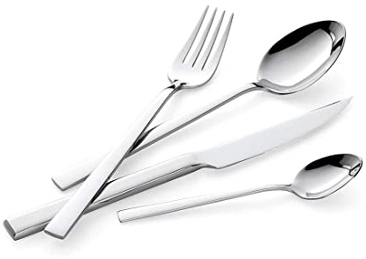 Lagostina Giada Besteck-Set aus Edelstahl 18/10 für 6 Personen, 24 Teile, Besteckset mit 6 Gabeln, 6 Tischmessern, 6 Löffeln, 6 Kaffeelöffeln, 3,5 mm Stärke, Hochglänzend