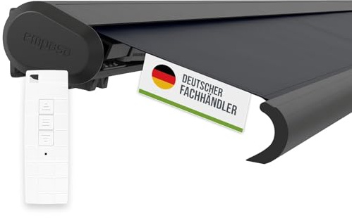 empasa elektrische Vollkassettenmarkise 'Profi' Kassettenmarkise Gelenkarmmarkise Markise Sonnenmarkise Sonnenschutz komplett vormontiert, Farbe:anthrazit, Größe:3 x 2.5 m