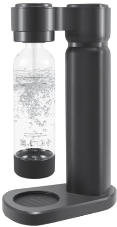 kisidus Wassersprudler Sodamaschine mit 1 Liter Flasche Schwarz | stylisch, platzsparend, Höhe 40,3 cm