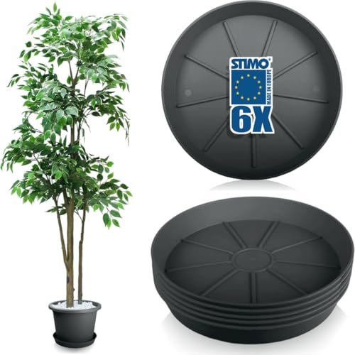 Stimo 6X Untersetzer für Blumentöpfe Kunststoff Ø 30 cm Grau Blumentopfuntersetzer (Anthrazit)